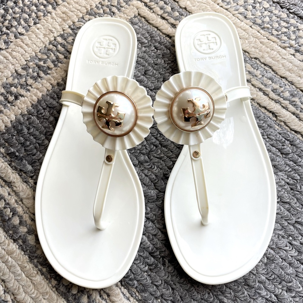 Tory Burch Melody Pearl Logo Jelly Sandals